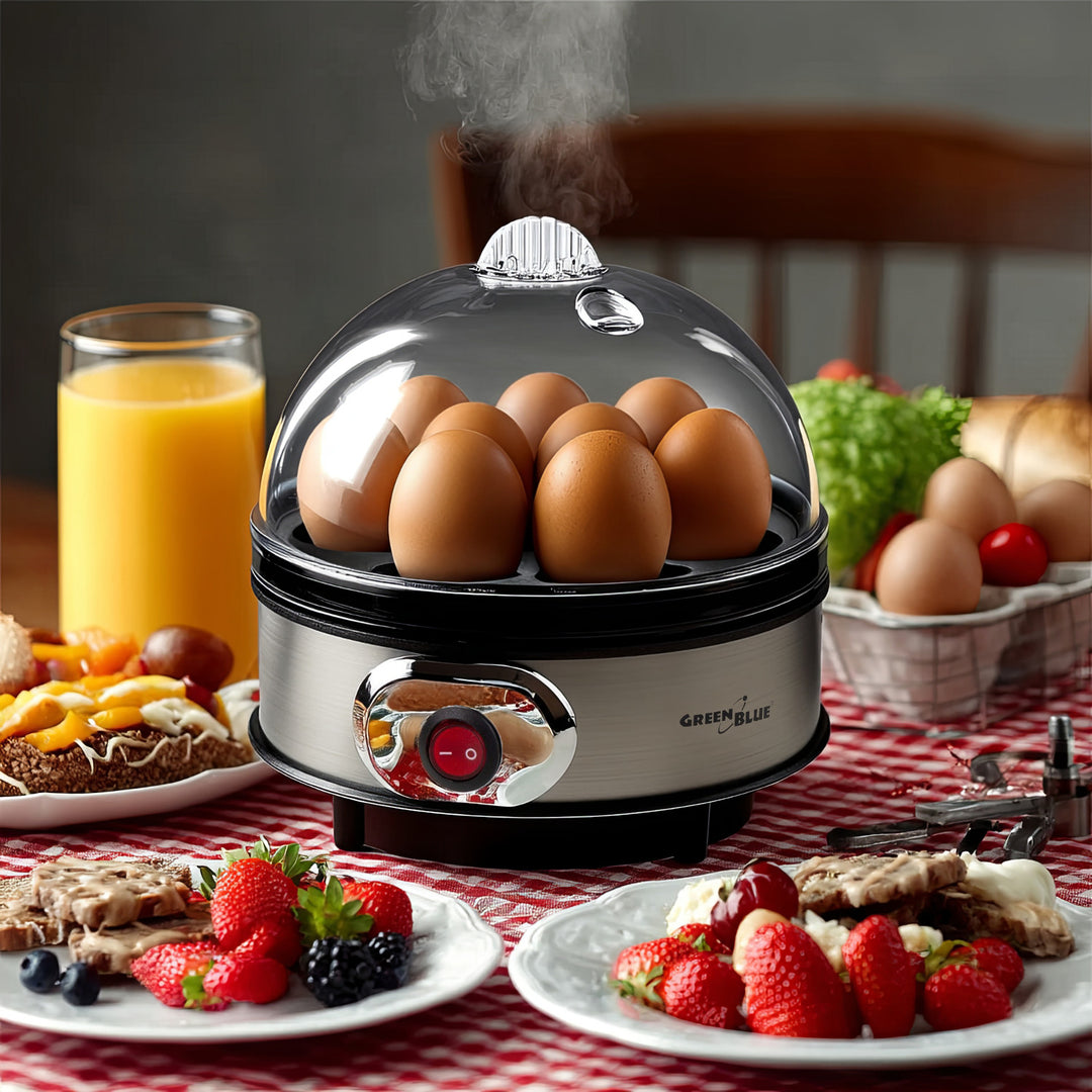 GreenBlue automatic egg cooker, 400W power, up to 7 eggs, measuring cup, 220-240V~, 50 Hz, GB572
