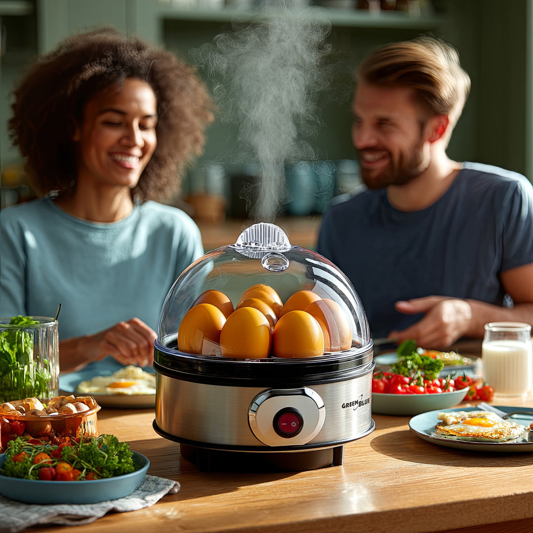 GreenBlue automatic egg cooker, 400W power, up to 7 eggs, measuring cup, 220-240V~, 50 Hz, GB572