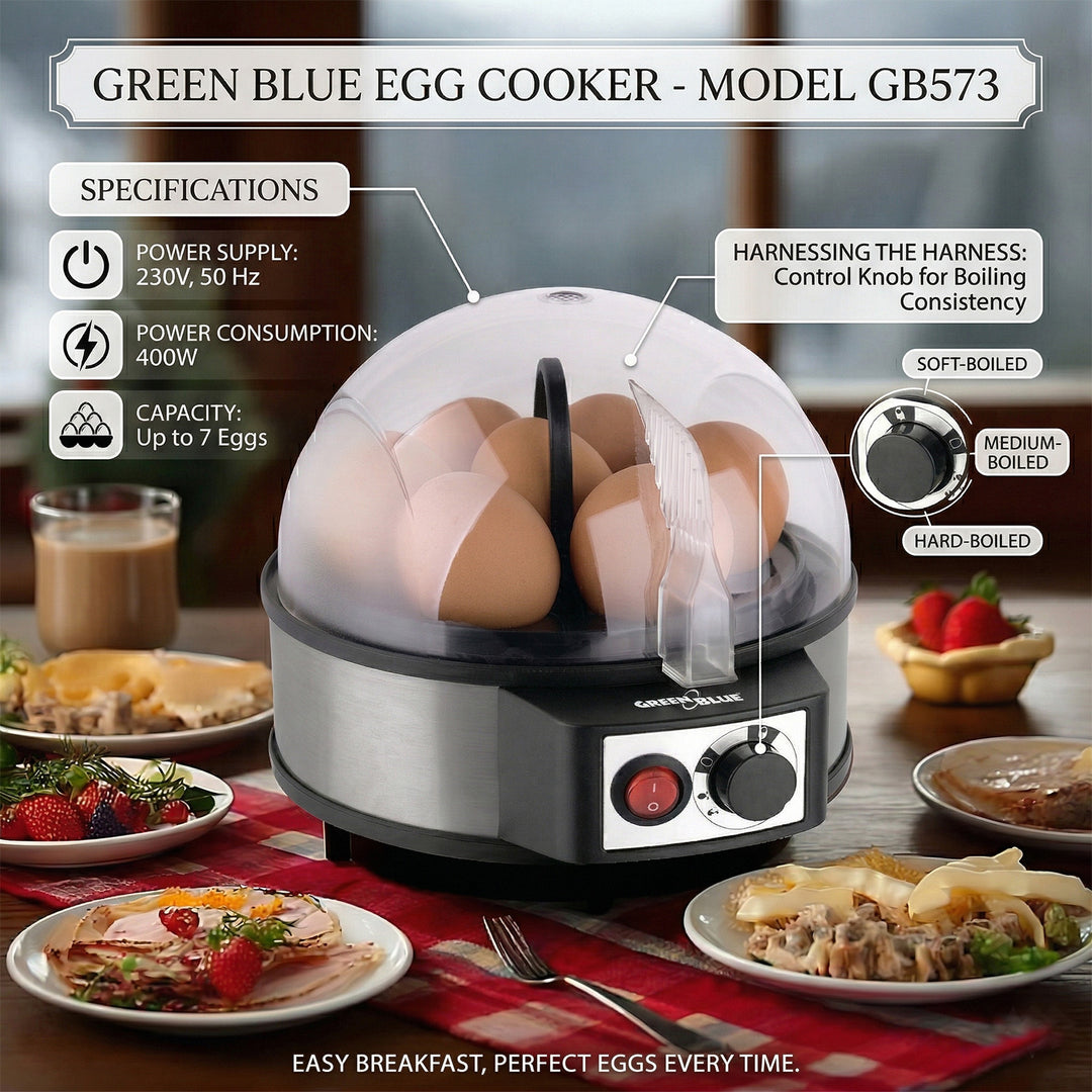 GreenBlue GB573 Electric Egg Boiler 7 Eggs Cooker 400W Measuring Cup
