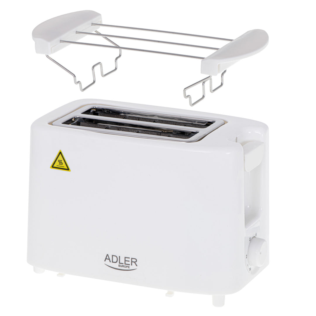 Adler toaster, 6 degrees of control, bun grate, 900W, white, AD 3223