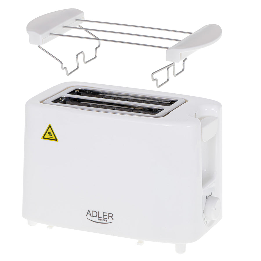 Adler toaster, 6 degrees of control, bun grate, 900W, white, AD 3223