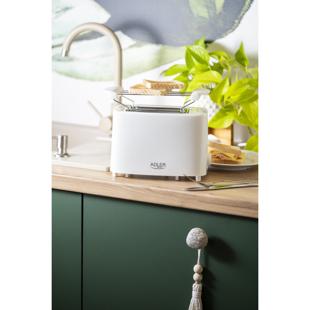 Adler toaster, 6 degrees of control, bun grate, 900W, white, AD 3223