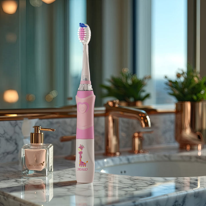 SEAGO children's sonic toothbrush, pink, 1xAAA 1.5V (not included), 3 tips, SG-977 Pink