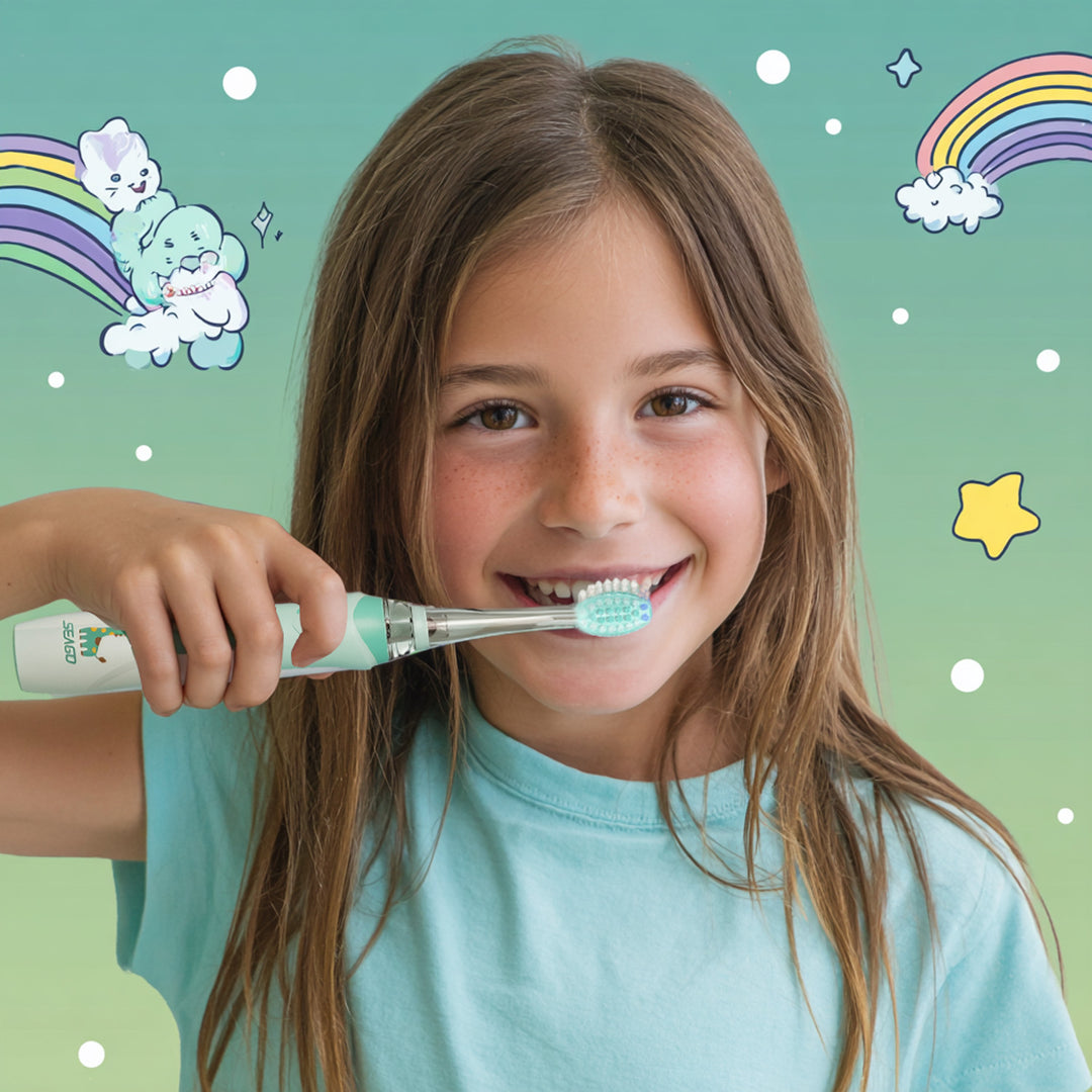 Scuab fiacla sonach do pháistí SEAGO, glas, 1xAAA 1.5V (nach bhfuil san áireamh), 3 leid, SG-977 Glas