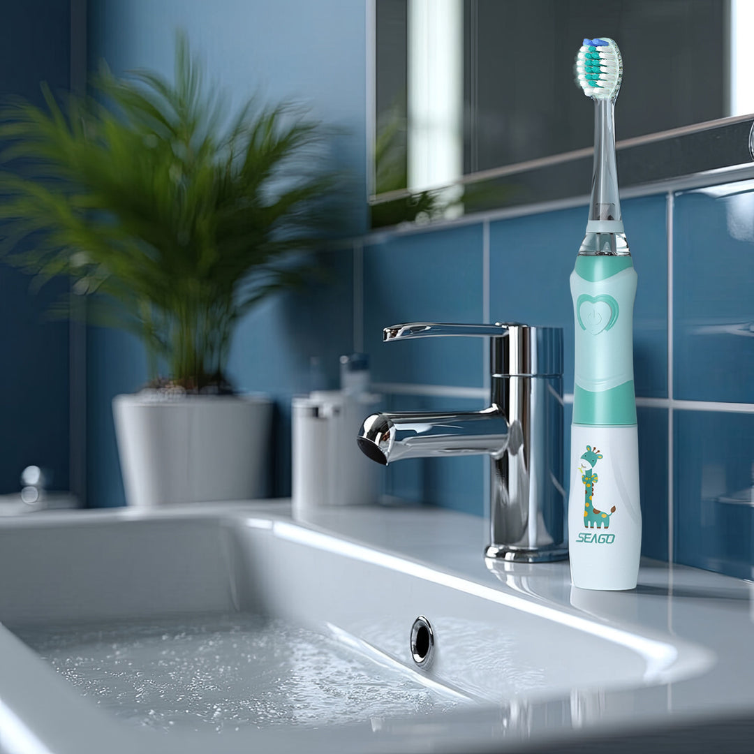 Scuab fiacla sonach do pháistí SEAGO, glas, 1xAAA 1.5V (nach bhfuil san áireamh), 3 leid, SG-977 Glas