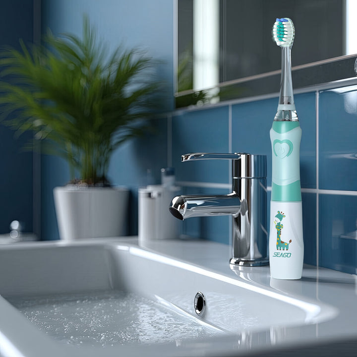 Scuab fiacla sonach do pháistí SEAGO, glas, 1xAAA 1.5V (nach bhfuil san áireamh), 3 leid, SG-977 Glas