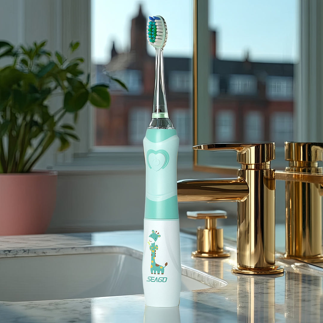 Scuab fiacla sonach do pháistí SEAGO, glas, 1xAAA 1.5V (nach bhfuil san áireamh), 3 leid, SG-977 Glas