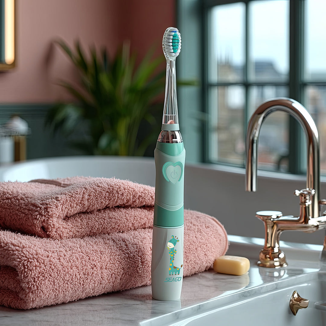 Scuab fiacla sonach do pháistí SEAGO, glas, 1xAAA 1.5V (nach bhfuil san áireamh), 3 leid, SG-977 Glas