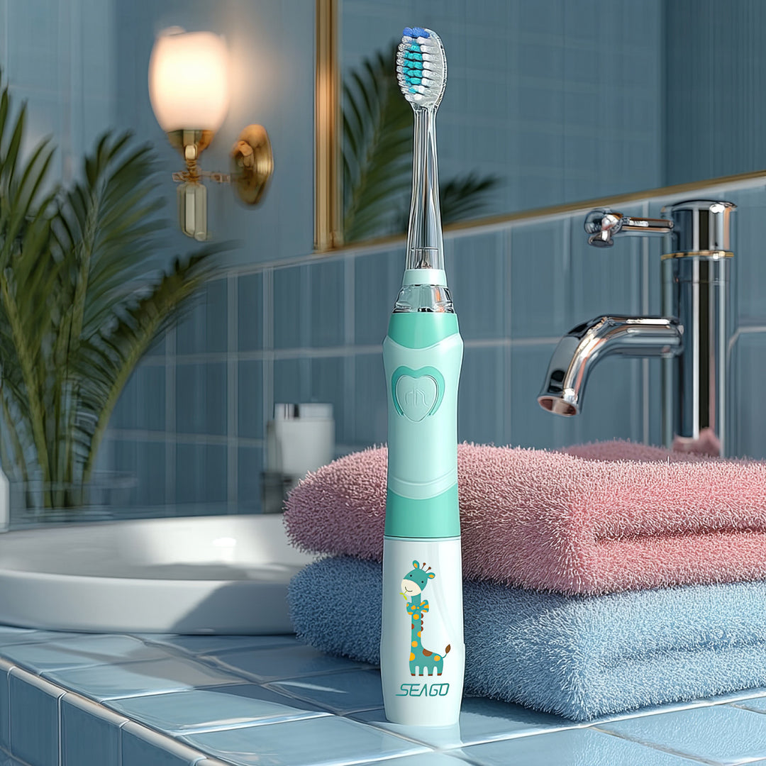 Scuab fiacla sonach do pháistí SEAGO, glas, 1xAAA 1.5V (nach bhfuil san áireamh), 3 leid, SG-977 Glas