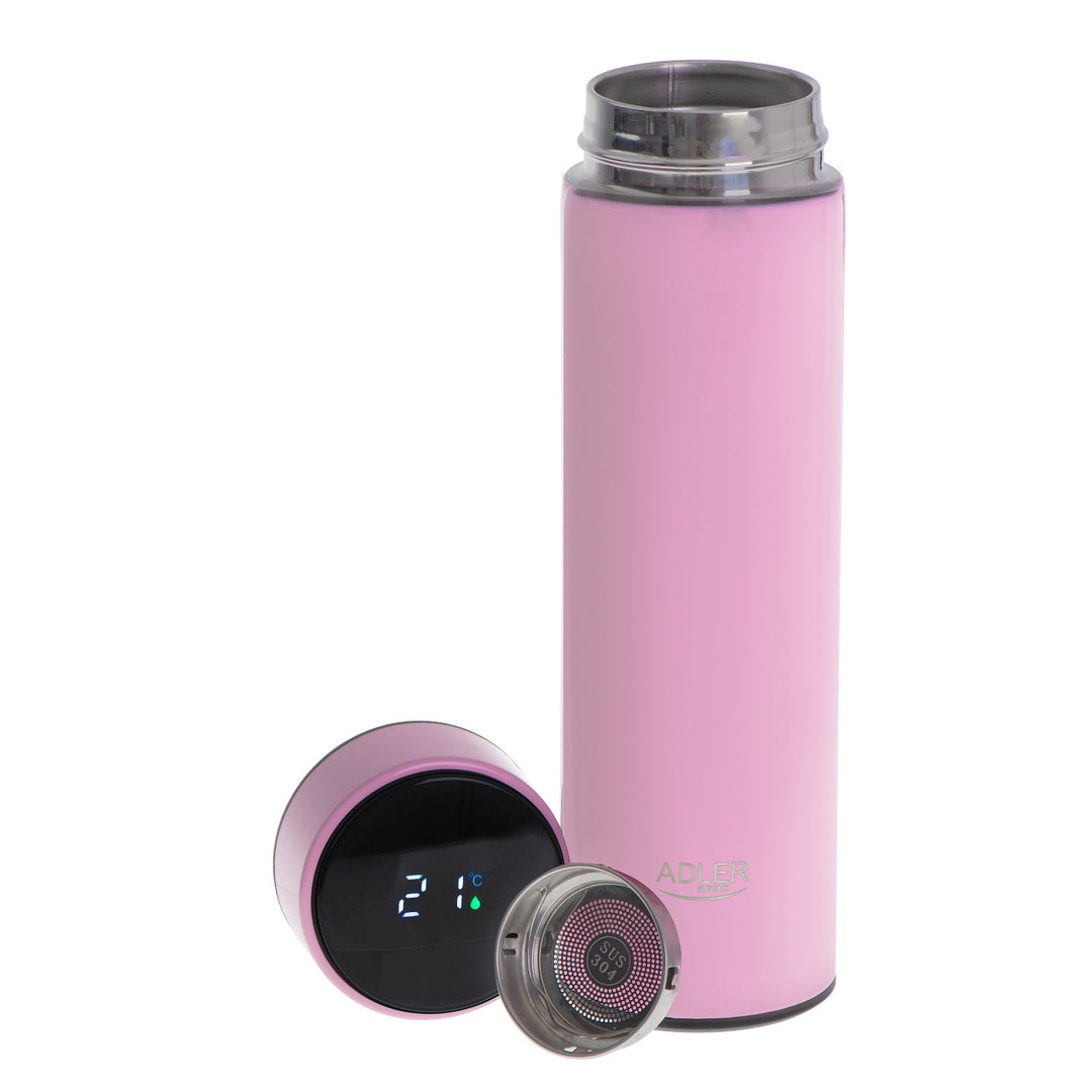 Adler thermos flask, LED touch display, capacity 473 ml, pink, AD 4506
