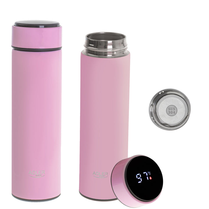 Adler thermos flask, LED touch display, capacity 473 ml, pink, AD 4506