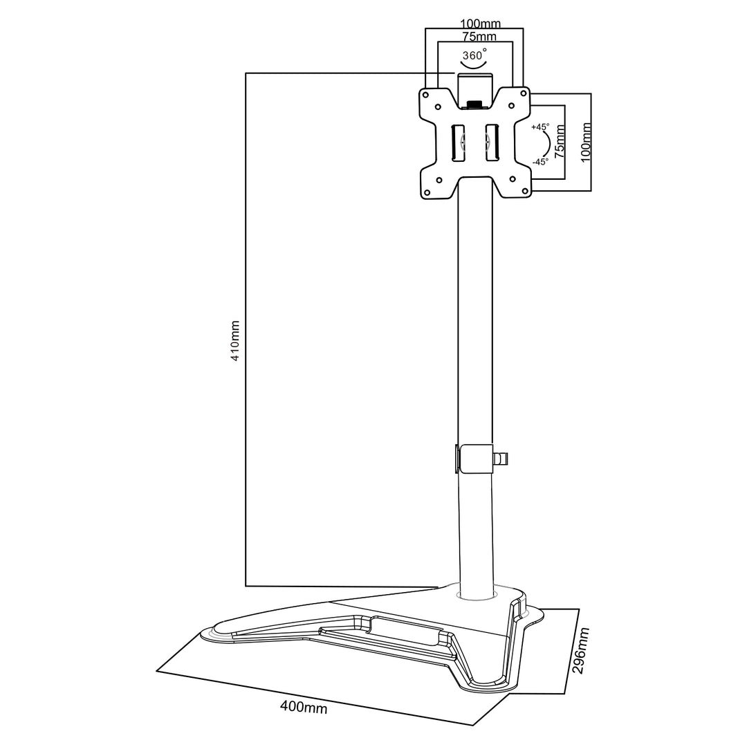 Maclean MC-987 Monitor Mount, Computer Screen Holder, Freestanding, Max VESA 100x100, 13-27", 8kg