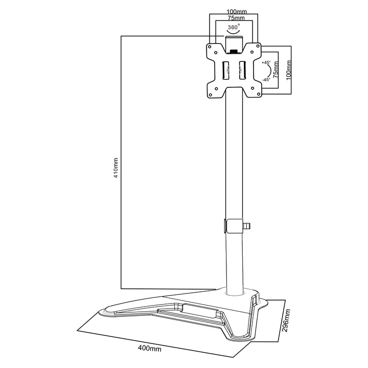 Maclean MC-987 Monitor Mount, Computer Screen Holder, Freestanding, Max VESA 100x100, 13-27", 8kg