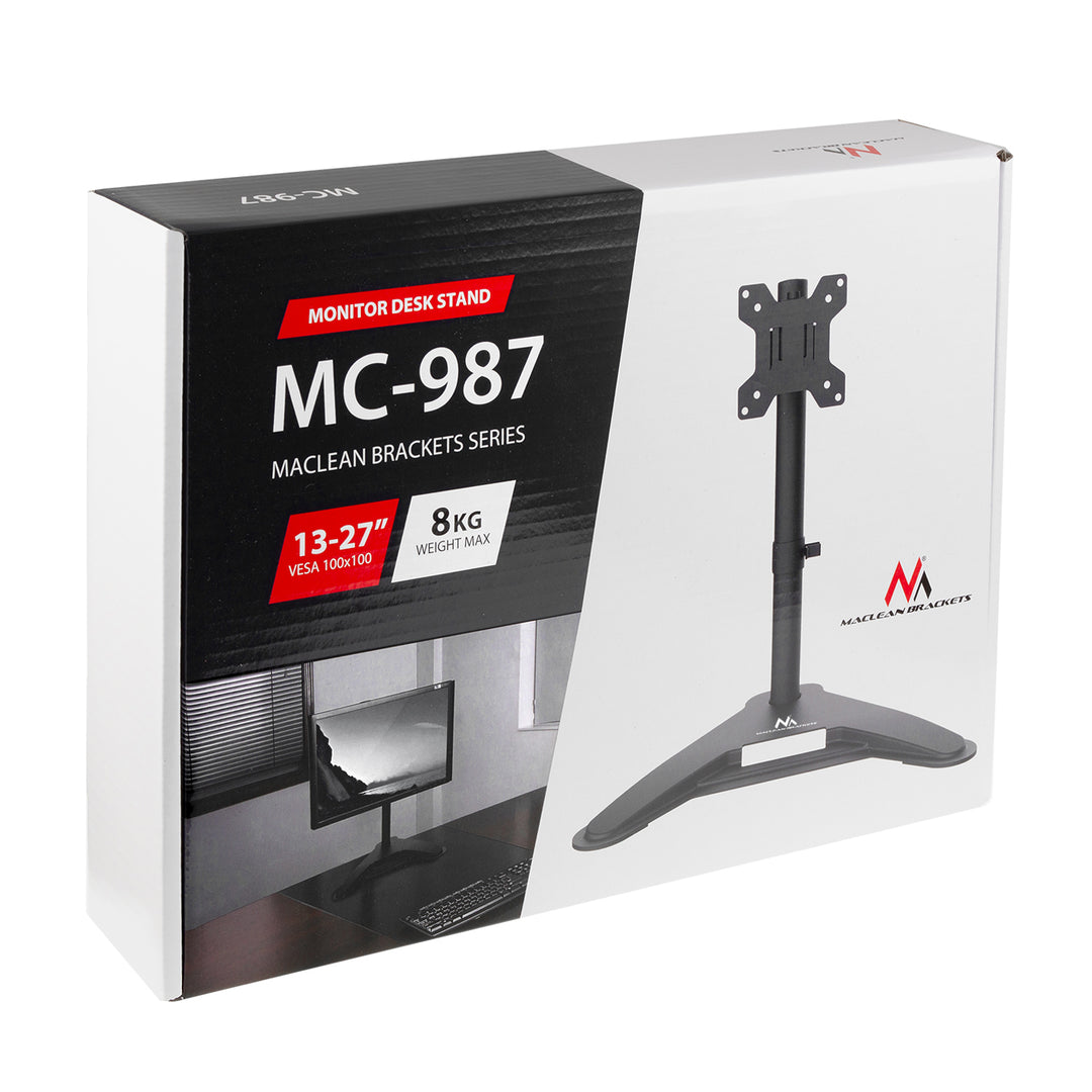 Maclean MC-987 Monitor Mount, Computer Screen Holder, Freestanding, Max VESA 100x100, 13-27", 8kg