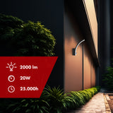 Maclean 20W IP65 2000lm black 4000K LED lamp with motion sensor