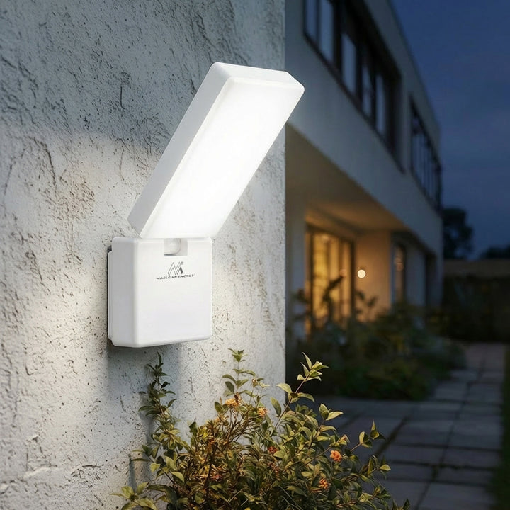 Maclean MCE514 W White Outdoor LED Lamp Garden Porch Patio 10W 700lm IP65 Neutral White 4000K Weatherproof Outdoor Tilting Rotating Adjustable Angle