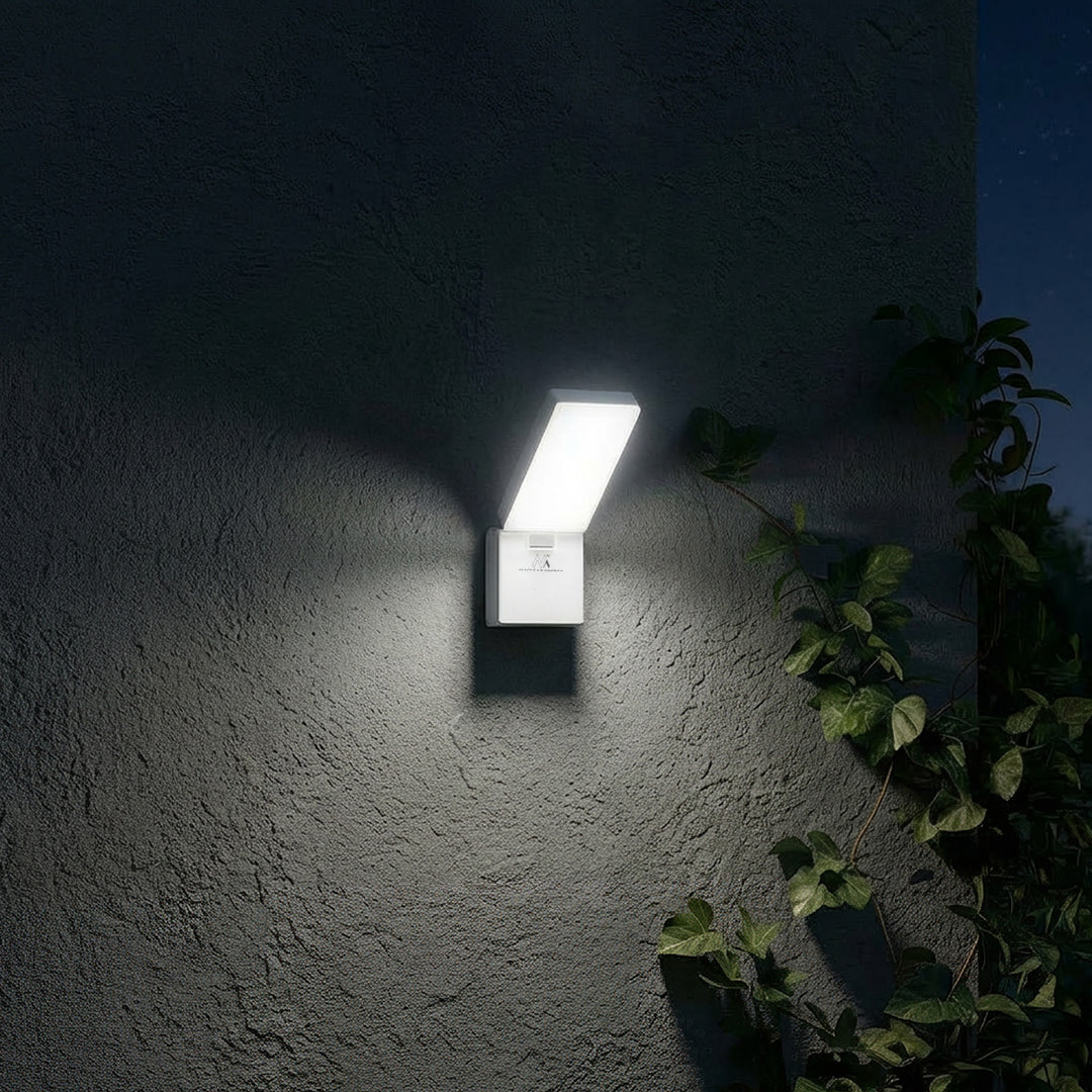 Maclean MCE514 W White Outdoor LED Lamp Garden Porch Patio 10W 700lm IP65 Neutral White 4000K Weatherproof Outdoor Tilting Rotating Adjustable Angle
