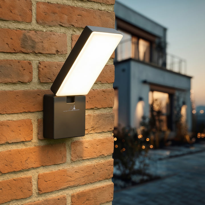 Maclean MCE514 GR Grey Outdoor LED Lamp Garden Porch Patio 10W 700lm IP65 Neutral White 4000K Weatherproof Outdoor Tilting Rotating Adjustable Angle