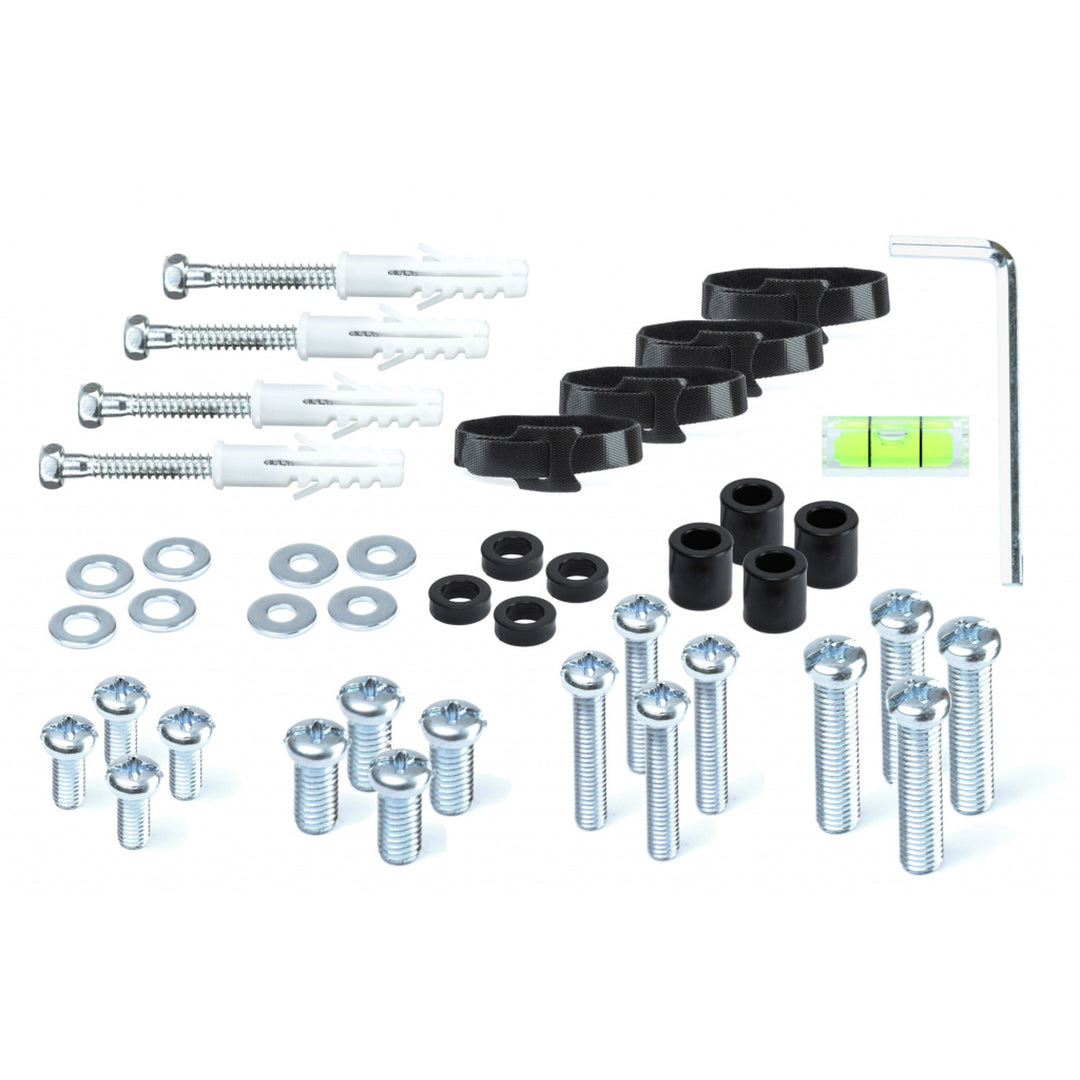 Gléas teilifíse ART do scáileáin 32-70 orlach, ag tacú le suas le 40kg, i bailchríoch dubh snasta le comhoiriúnacht VESA 400x400, samhail AR-89.