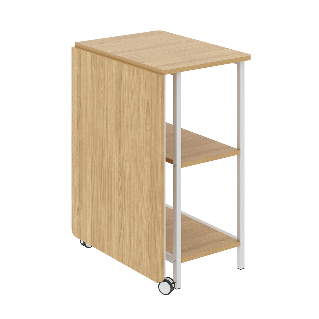 Maclean MC-411 W Loft Folding Desk 150kg White Light Beech Top 107x45x75cm Desktop Student Dorm Studio Apartment