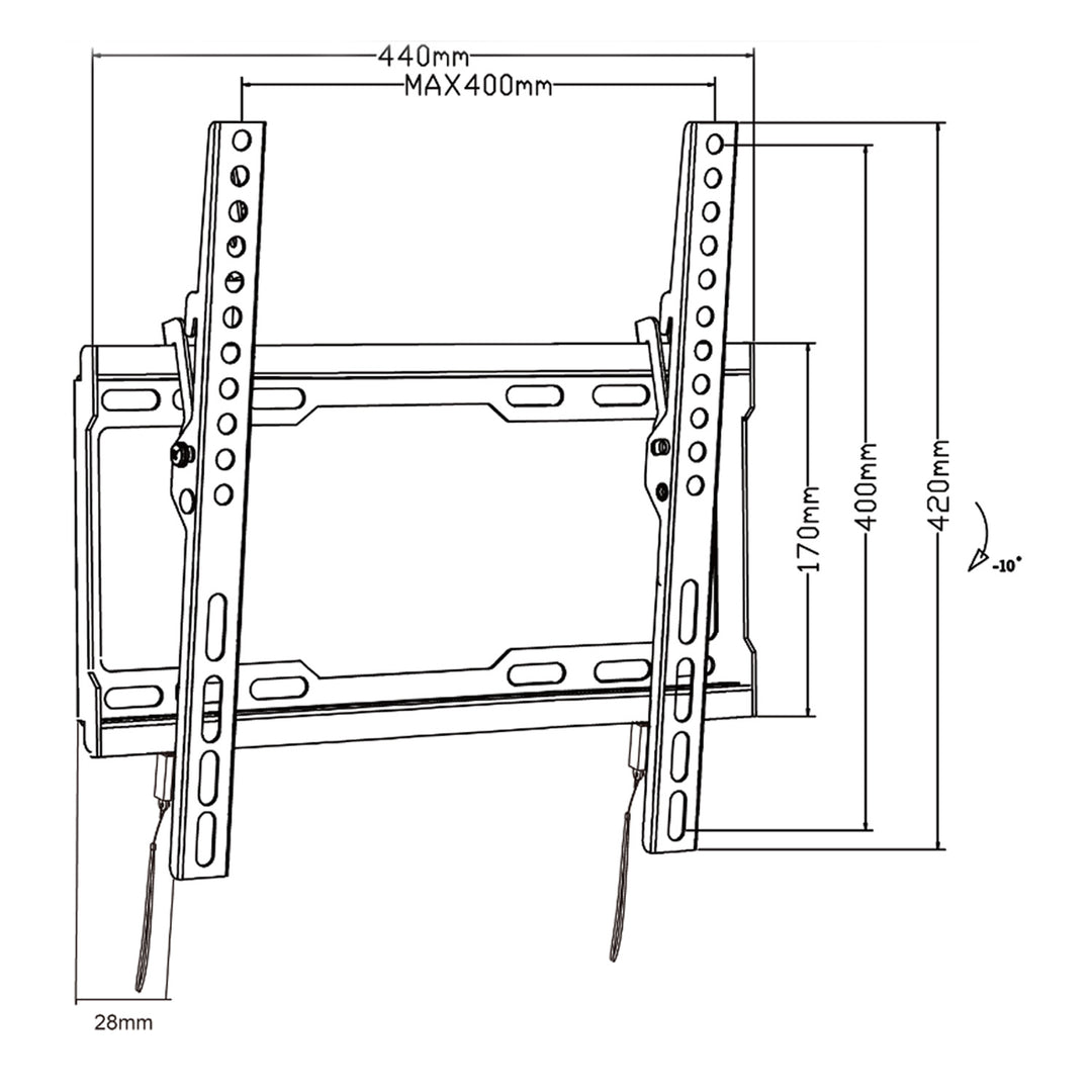 Maclean TV MC-412 Wall Mount Bracket 32"-70" VESA 400x400 45kg Tilting Universal Adjustable Spirit Level Mounting Accessories