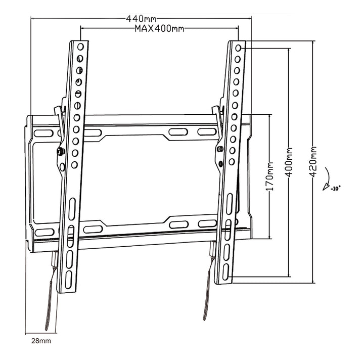 Maclean TV MC-412 Wall Mount Bracket 32"-70" VESA 400x400 45kg Tilting Universal Adjustable Spirit Level Mounting Accessories