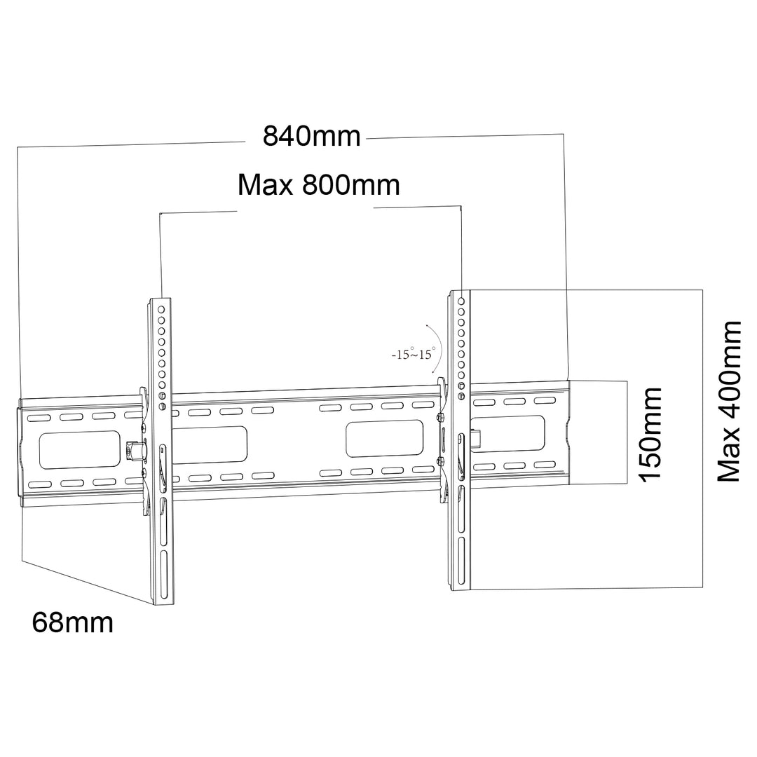 Maclean MC-422 TV Wall Mount Heavy Duty 43"-100" max VESA 800x400 120kg Tilting +/-15° Bracket Holder Hanger with Spirit Level Accessories