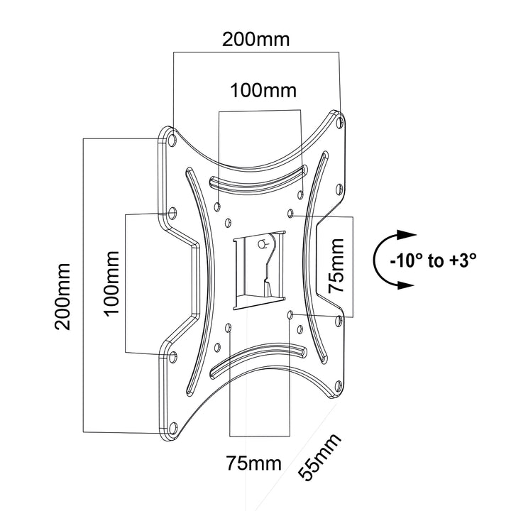 Maclean MC-414 TV Monitor Wall Mount max. VESA 200x200 23-43 30kg Black Tilting Bracket Holder