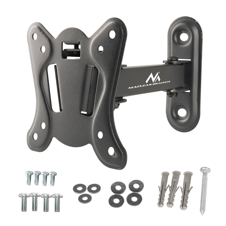 Maclean MC-416 TV Monitor Wall Mount 13"-32" 30kg Tilt Rotate max. VESA 100x100 Black Powder Coating LED OLED LCD Universal Bracket Holder