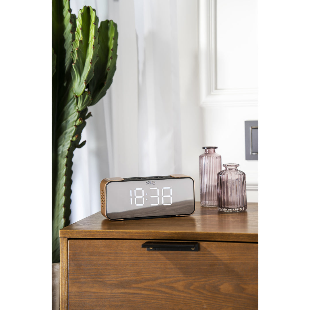 Adler AD 1190 Copper wireless radio alarm clock with LED display and Bluetooth function