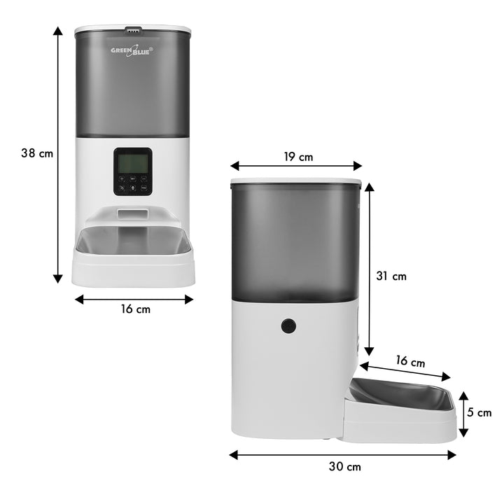 GreenBlue automatic pet food dispenser/feeder, 6L, USB 5V1A, GB393