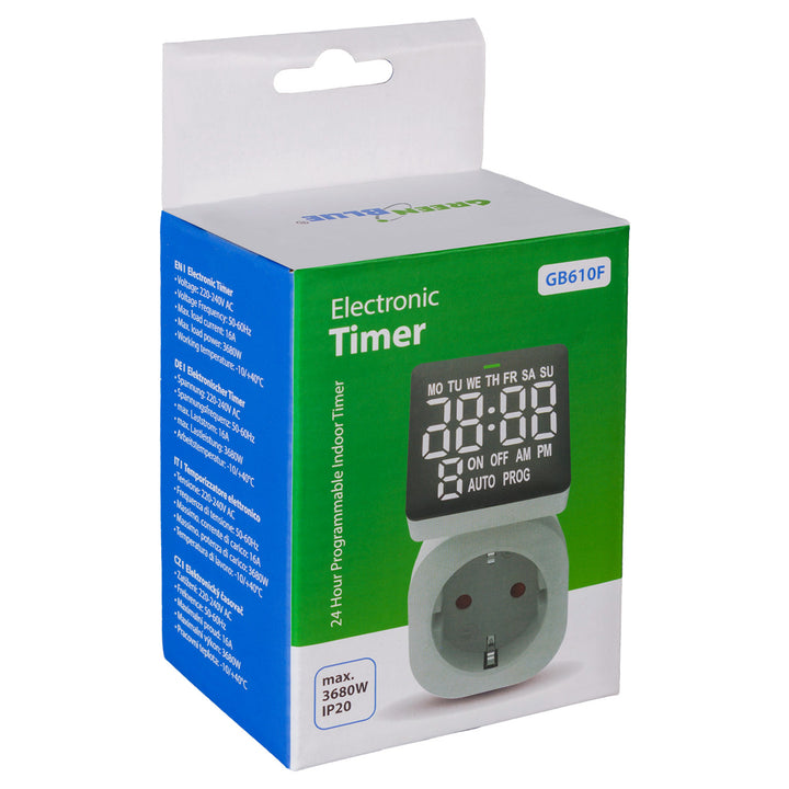 GreenBlue time switch - digital timer, 16A max load, IP20, GB610 F