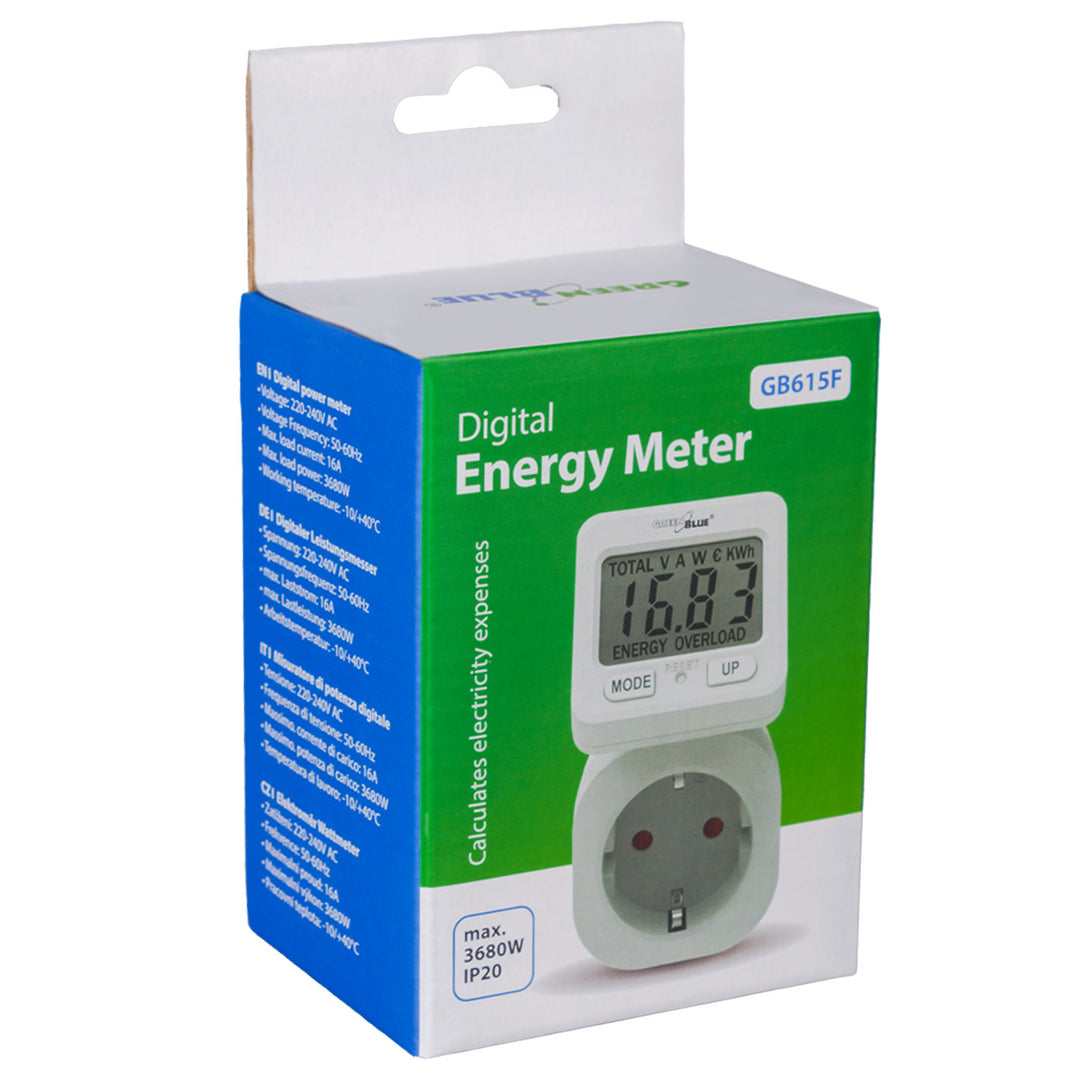 GreenBlue energy meter, wattmeter, 16A, max. 3680W, sub-memory, GB615 F