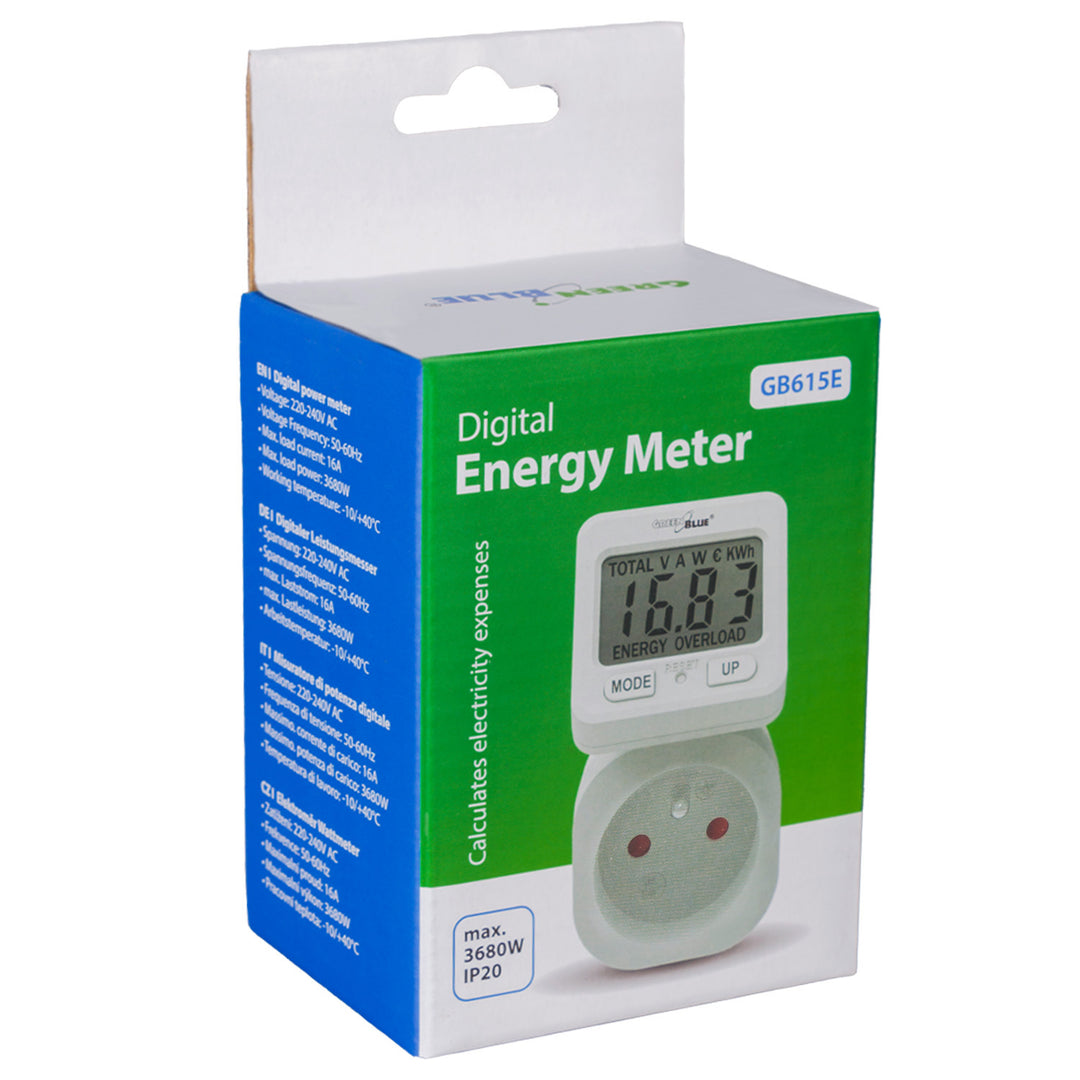 GreenBlue energy meter, wattmeter, 16A, max. 3680W, sub-memory, GB615 E