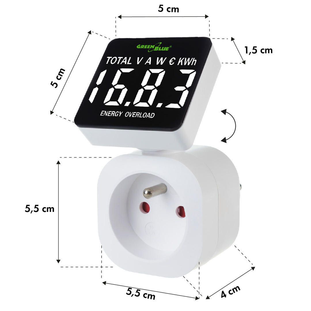 GreenBlue energy meter, wattmeter, 16A, max. 3680W, sub-memory, GB620 E