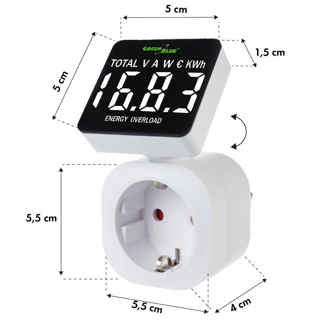 GreenBlue energy meter, wattmeter, 16A, max. 3680W, sub-memory, GB620 F