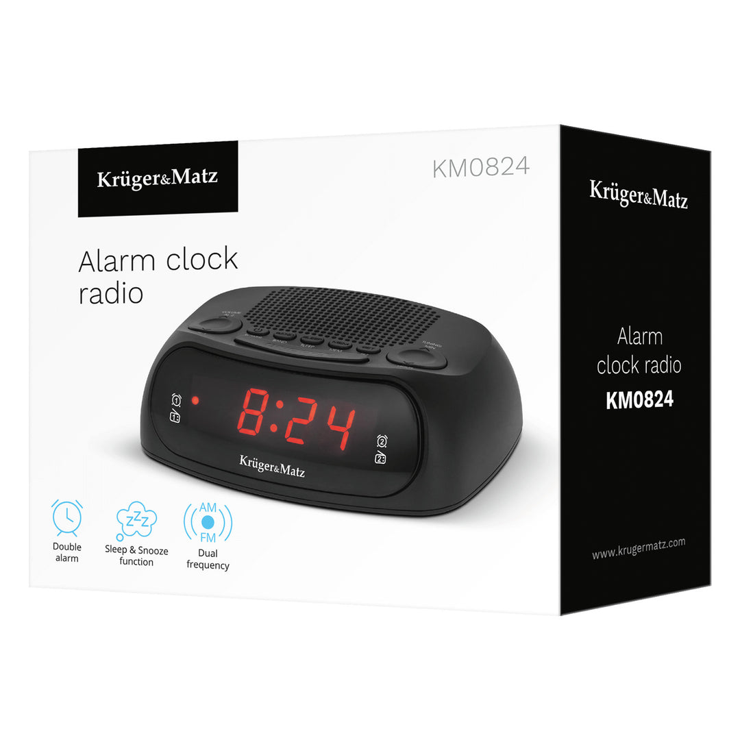 Kruger&Matz radio alarm clock, AM/FM radio, memory for 20 stations, dual alarm, KM0824