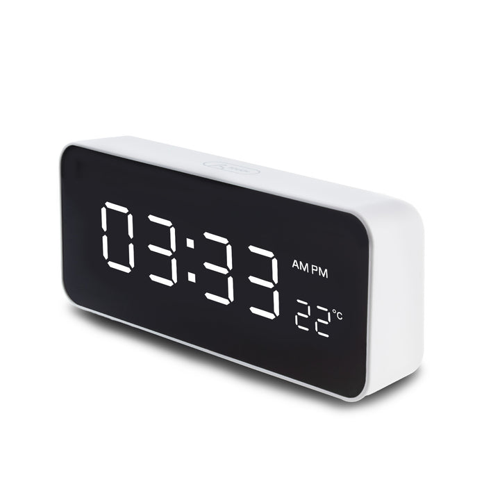 GreenBlue GB397 Digital LED Alarm Clock with Temperature Easy to Read Display Thermometer USB-C Snooze Countdown