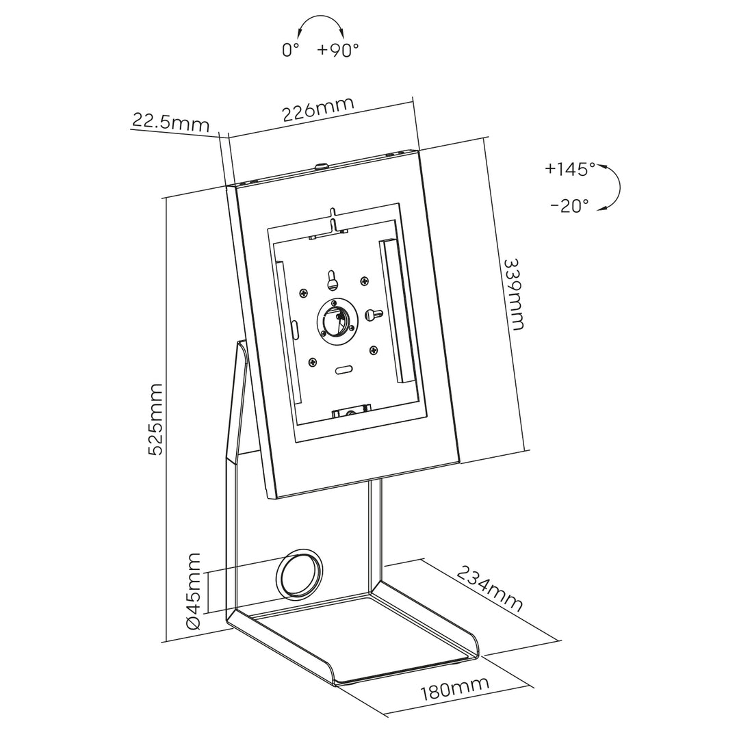 Maclean POS stand for tablet and printer, 1kg max, MC-336