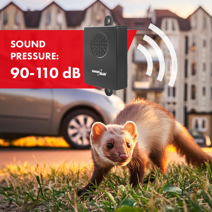GreenBlue GB730 Ultrasonic Car Rodent Repeller Deterrent 45m2 Mice Marten Rats Weasels Pets Safe 22-45 kHz