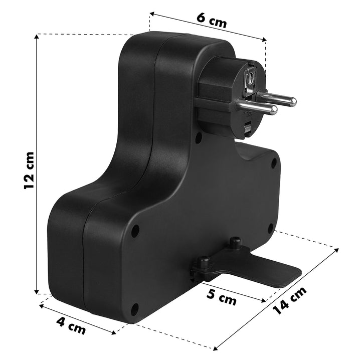 Maclean Quadruple Socket with Switch and Stabilizing Foot, Schuko Type, 2x2.5A &amp; 2x16A, Model MCE224 G/B