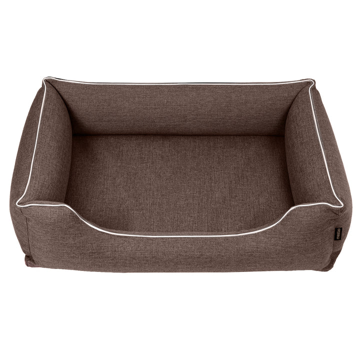 Mestizo Sofa bed Mallorca Standard TwinFoam Dog Bed lair, 80x60 cm lair, brown with white trim, SMTF-BRO-W-2