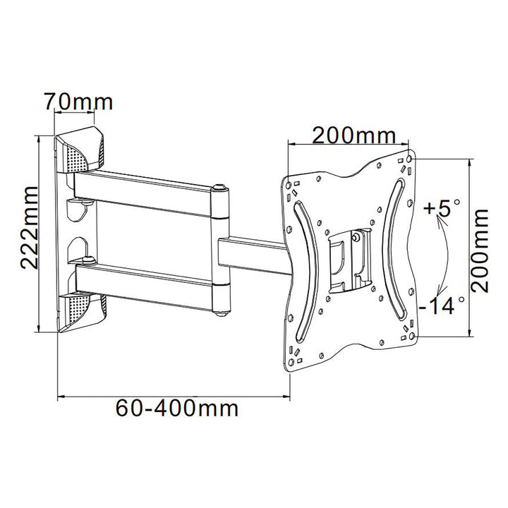 Cabletech UCH0214 Universal TV Wall Bracket 13-42 Inch Adjustable Portrait and Landscape Format TV Holder