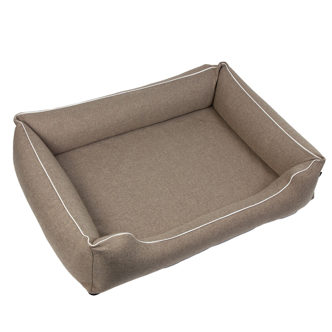 Mestizo Sofa Bed Mallorca Standard TwinFoam Dog Bed Pet Bed 100x75 cm lair, beige with white trim, SMTF-BEI-W-3