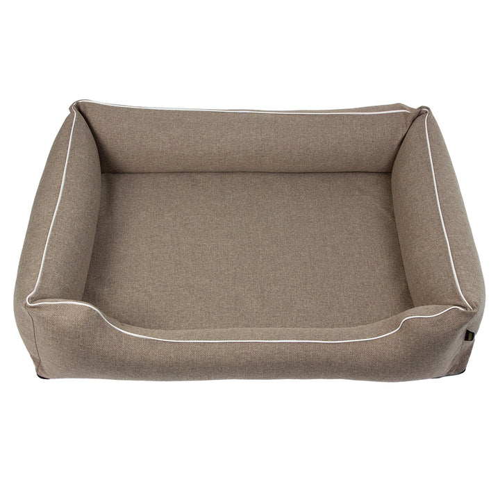 Mestizo Sofa Bed Mallorca Standard TwinFoam Dog Bed Pet Bed 100x75 cm lair, beige with white trim, SMTF-BEI-W-3