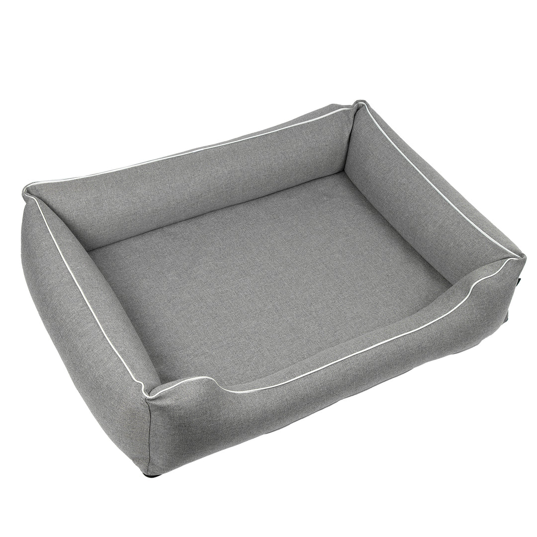 Mestizo Sofa Bed Mallorca Standard TwinFoam Dog Bed Pet Bed 100x75 cm lair, light gray with white trim, SMTF-GRA-W-3