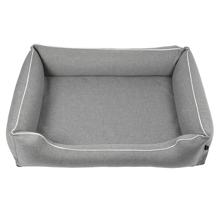 Mestizo Sofa Bed Mallorca Standard TwinFoam Dog Bed Pet Bed 100x75 cm lair, light gray with white trim, SMTF-GRA-W-3