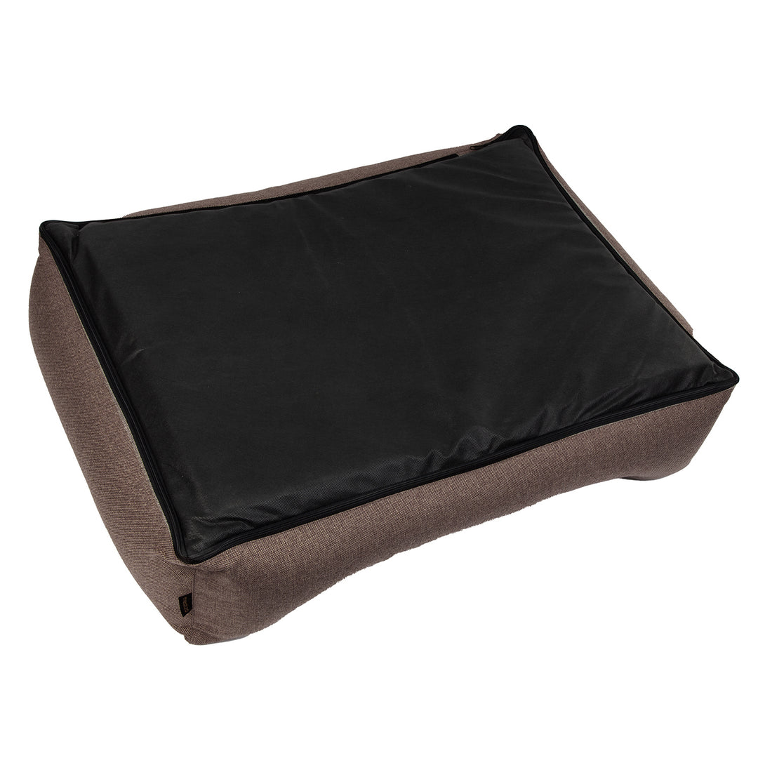 Mestizo Sofa Bed Mallorca Standard TwinFoam Dog Bed Pet Bed 100x75 cm lair, brown with black trim, SMTF-BRO-B-3