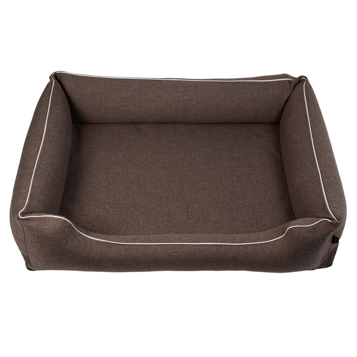 Mestizo Sofa Bed Mallorca Standard TwinFoam Dog Bed Pet Bed 100x75 cm lair, brown with white trim, SMTF-BRO-W-3