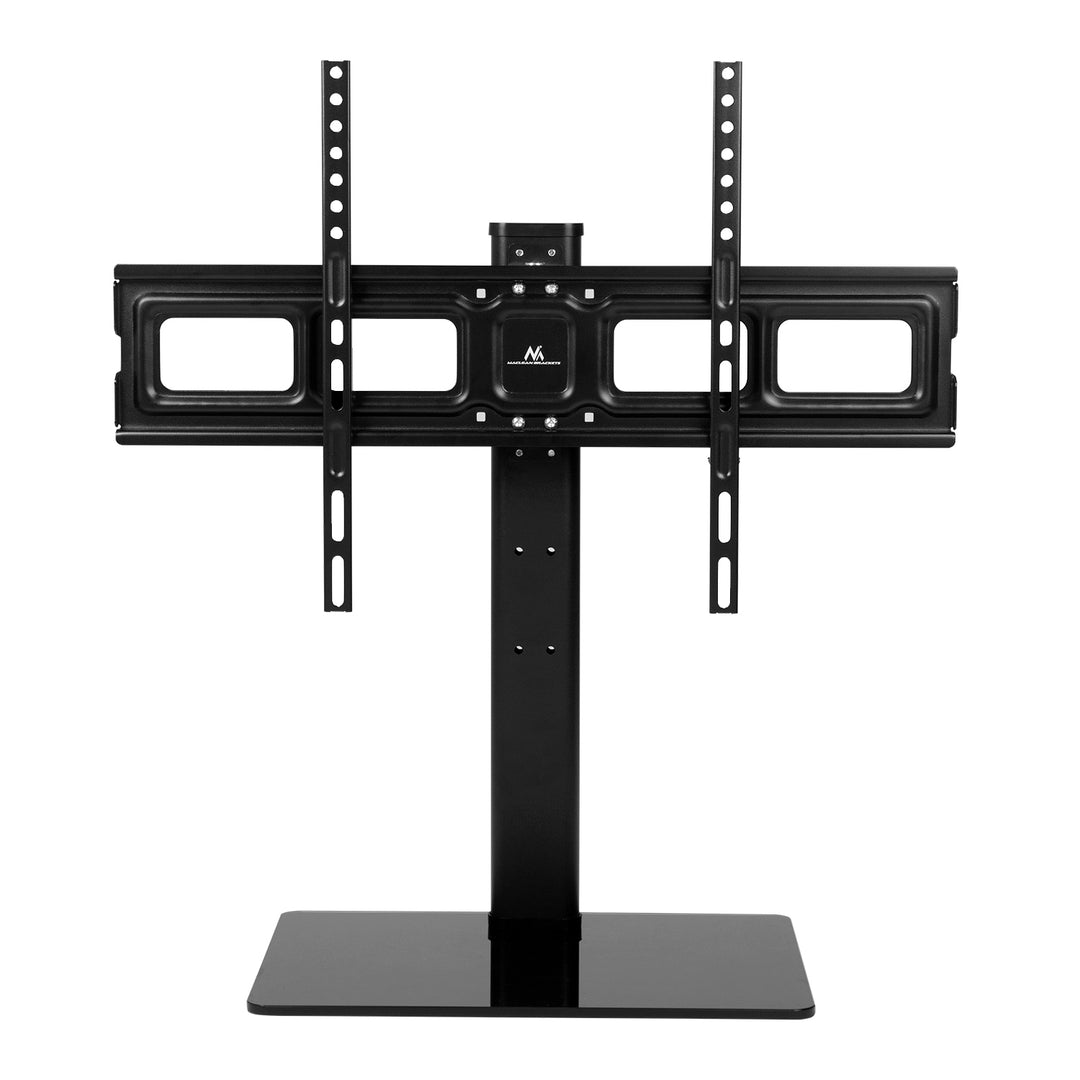 Maclean MC-386 Universal TV Stand Base for Cabinet Dresser Table Desk 32" - 75" 40kg VESA 35° Rotating Temepred Glass Adjustable TV Height Powder Coating